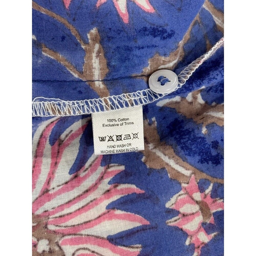 Sur La Vague Mini Dress Purple Blouse Mini Floral V Neck Puff Sleeve Boho M/L - Picture 5 of 11